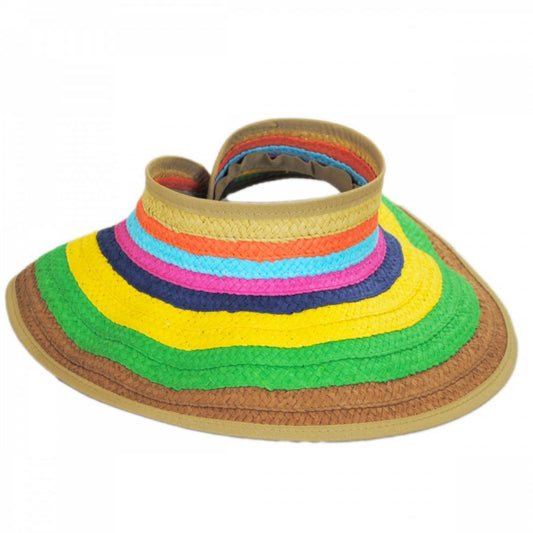 San Diego Hat Company | Multi Stripe Roll Up Toyo Straw Visor | 197301 | lead | BRIGHTS