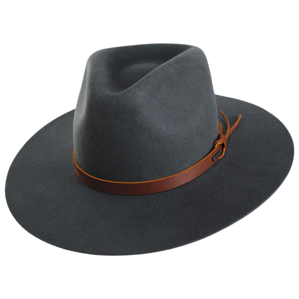 BRIXTON HATS | Hawkins Weather Guard Wool Felt Western Hat | 135613 | lead | ASPHALT/BROWN