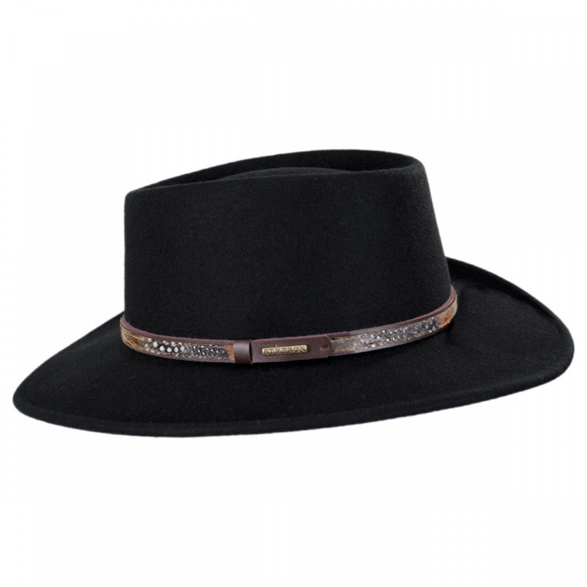 Stetson | Kelso Crushable Wool Felt Gambler Western Hat | 130675 | profile | BLACK