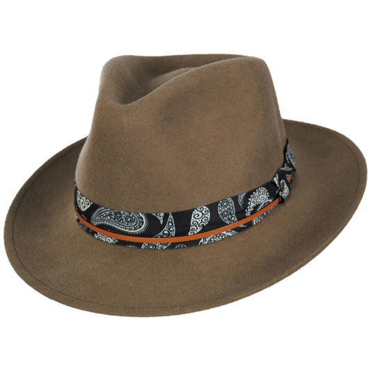 Bigalli | Lash Wool Felt Fedora Hat | 131441 | lead | KHAKI