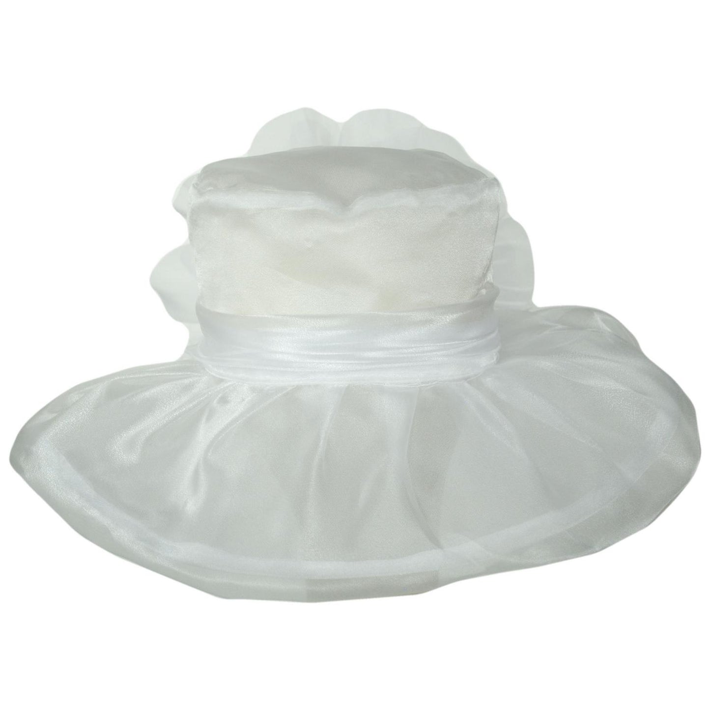 Sophia | Flower Clip Organza Dress Hat | 122910 | front | WHITE