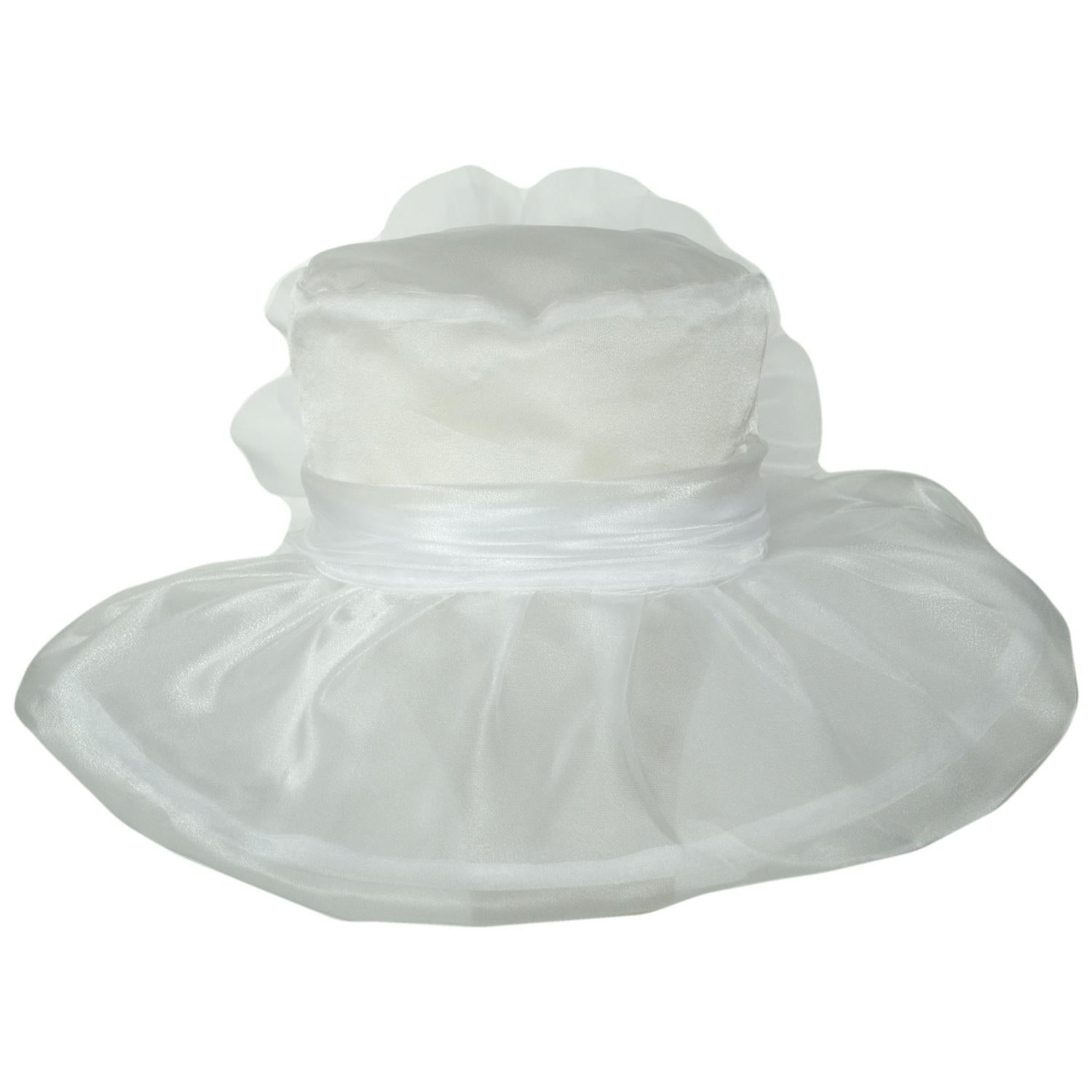 Sophia | Flower Clip Organza Dress Hat | 122910 | front | WHITE