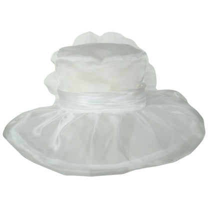 Sophia | Flower Clip Organza Dress Hat | 122910 | front | WHITE