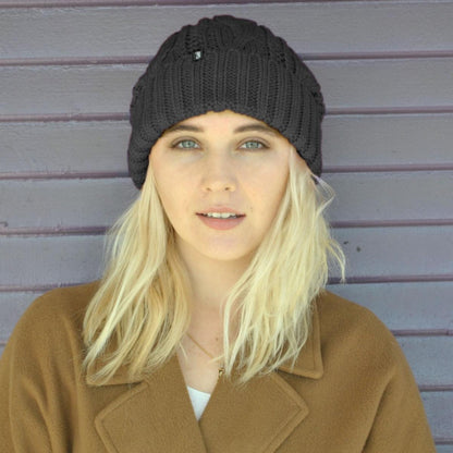 Jaxon Hats | Brooklyn Pom Knit Beanie Hat | 502913 | front | BLACK