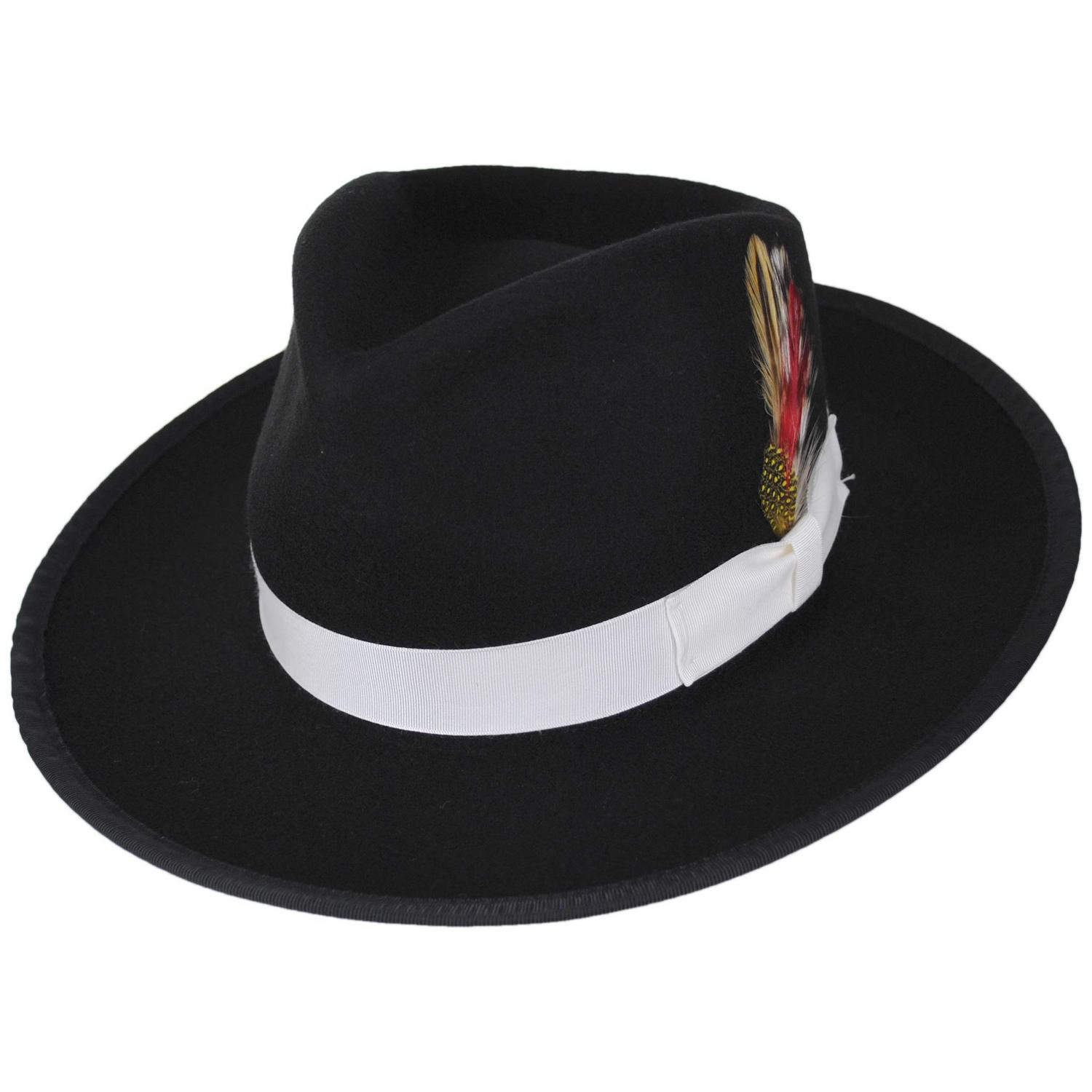 Jaxon Hats | Made in the USA - Classics Zoot Wool Felt Fedora Hat | 131300 | lead | BLACK