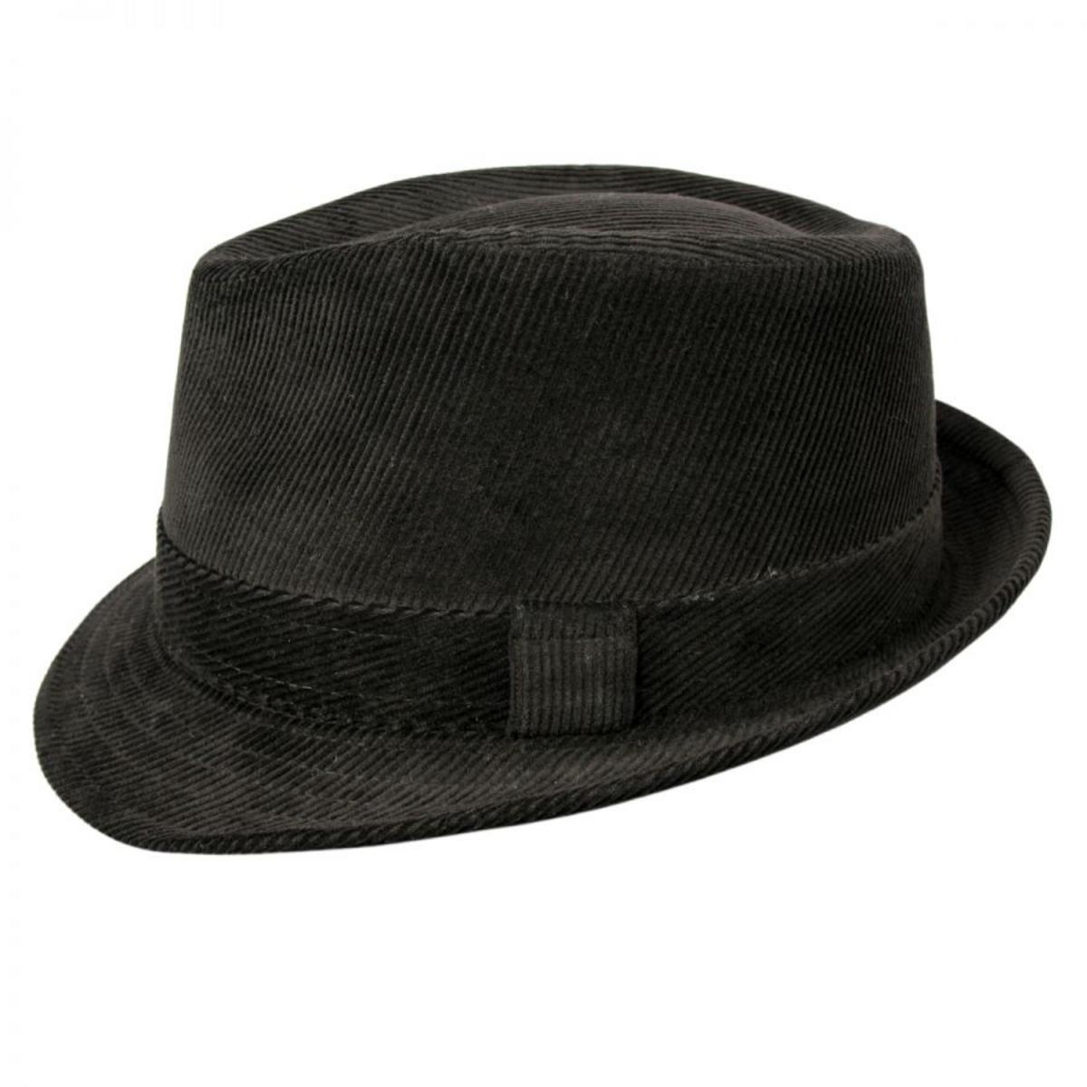 Jaxon Hats | Corduroy C-Crown Trilby Fedora Hat | 142307 | profile | BLACK