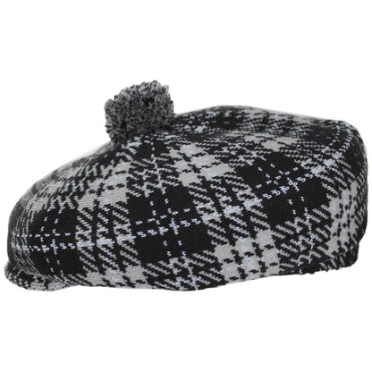 Kangol | New Heritage Pom-Pom Newsboy Cap | 160842 | profile | BLACK CHECK