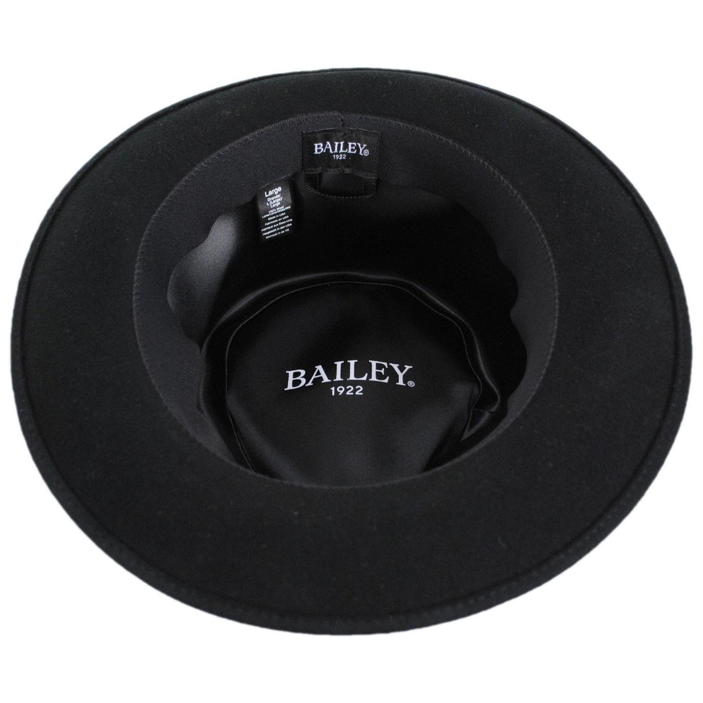 Bailey 1922 | Wilmore Elite Wool Felt Fedora Hat | 130105 | under | BLACK