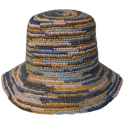 San Diego Hat Company | Iris Raffia Straw Bucket Hat | 103689 | front | MIXED BROWN