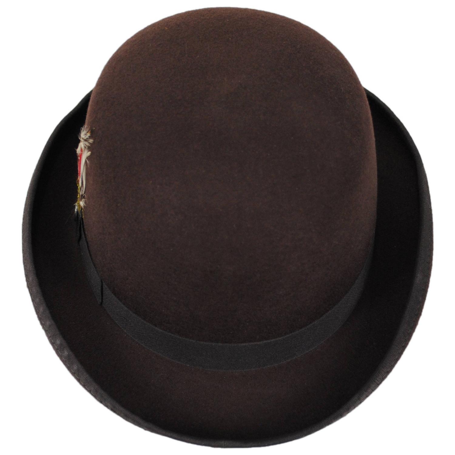 Jaxon Hats | English Wool Felt Bowler Hat | 132055 | top | BROWN