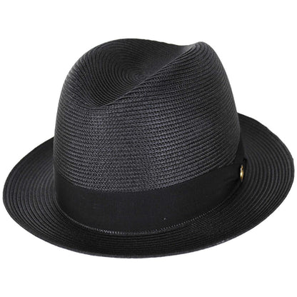 Stetson | Parker Florentine Milan Straw Fedora Hat | 127072 | lead | BLACK