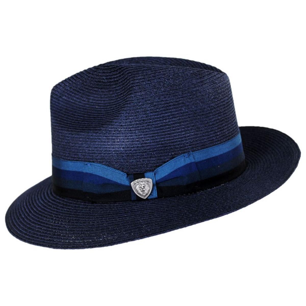 Dobbs | Side Eye Hemp Straw Fedora Hat | 127025 | profile | NAVY