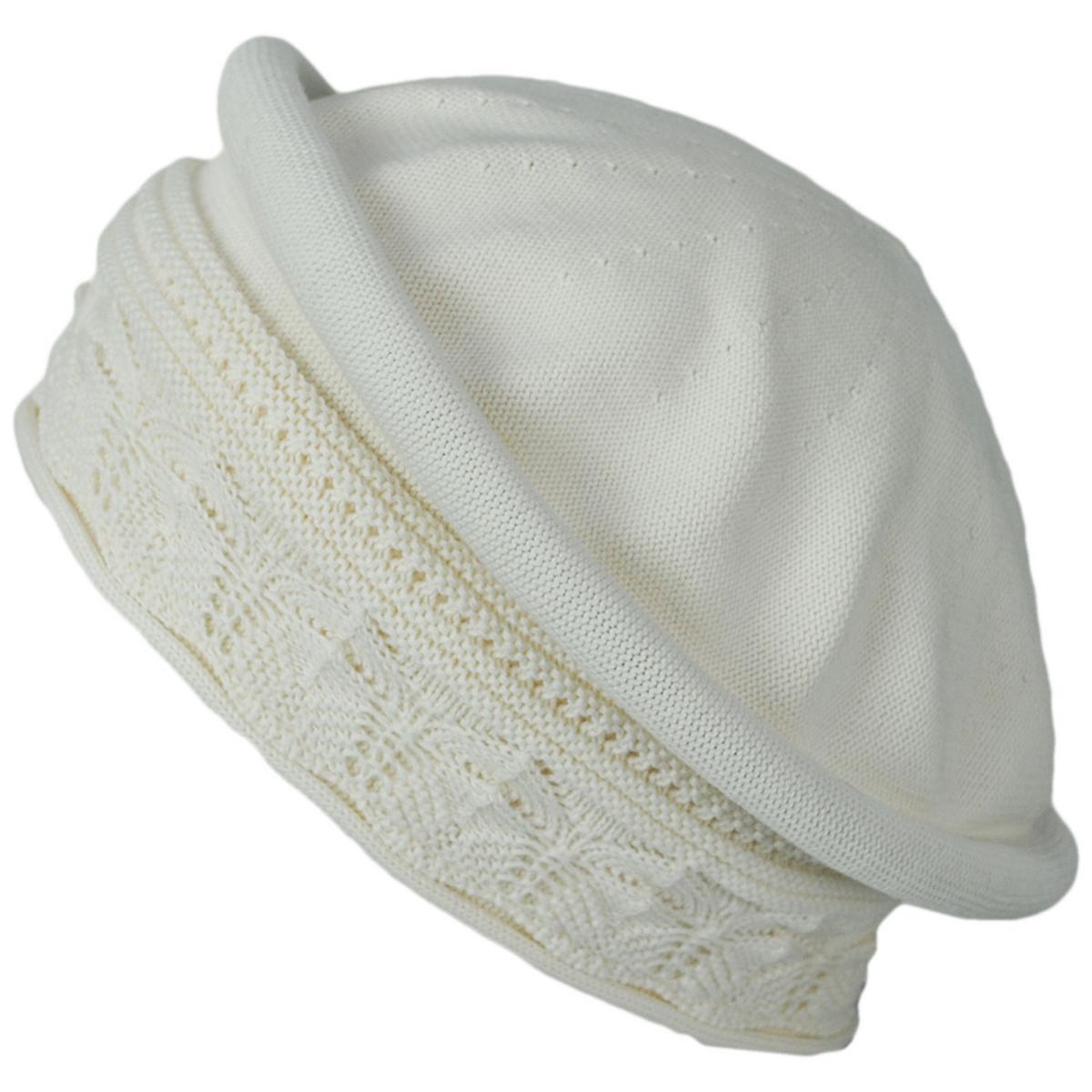 Parkhurst | Pointelle Cotton Knit Topper Beanie Hat | 500853 | lead | NATURAL