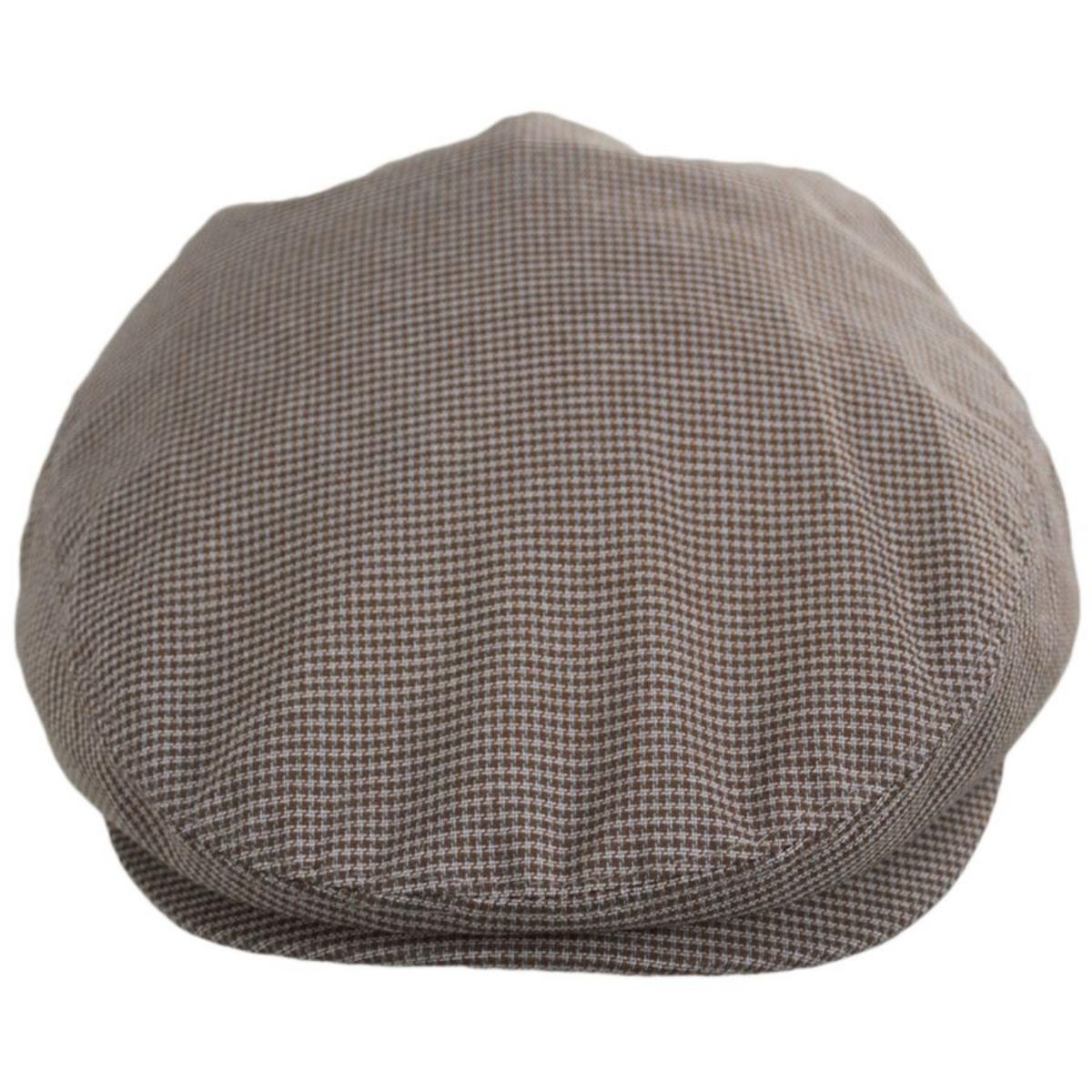Baskerville Hat Company | Talbot Cotton Micro Houndstooth Ivy Cap | 167676 | front | TAUPE