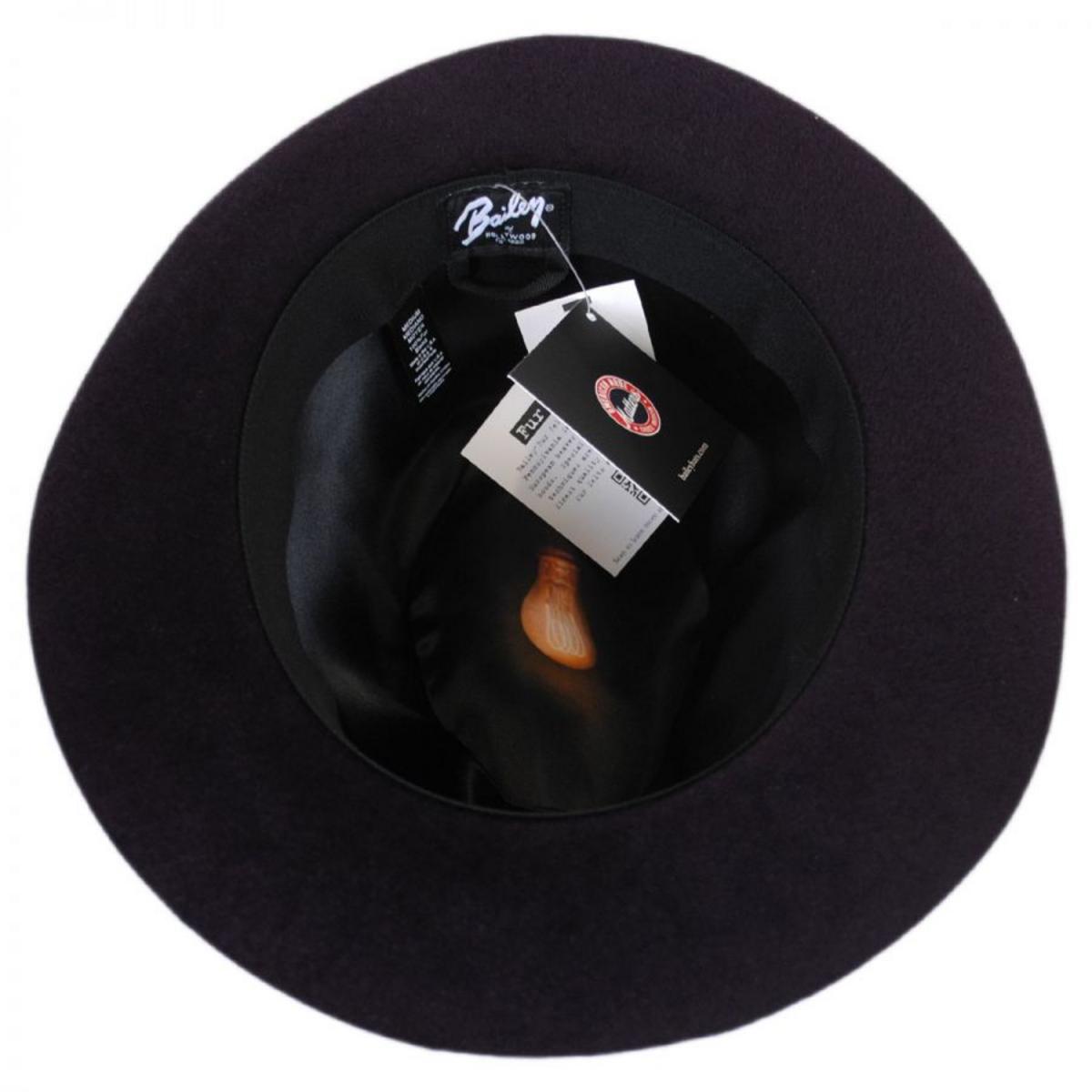 Bailey 1922 | Flume Velour Fur Felt Fedora Hat | 130332 | under | AUBERGINE
