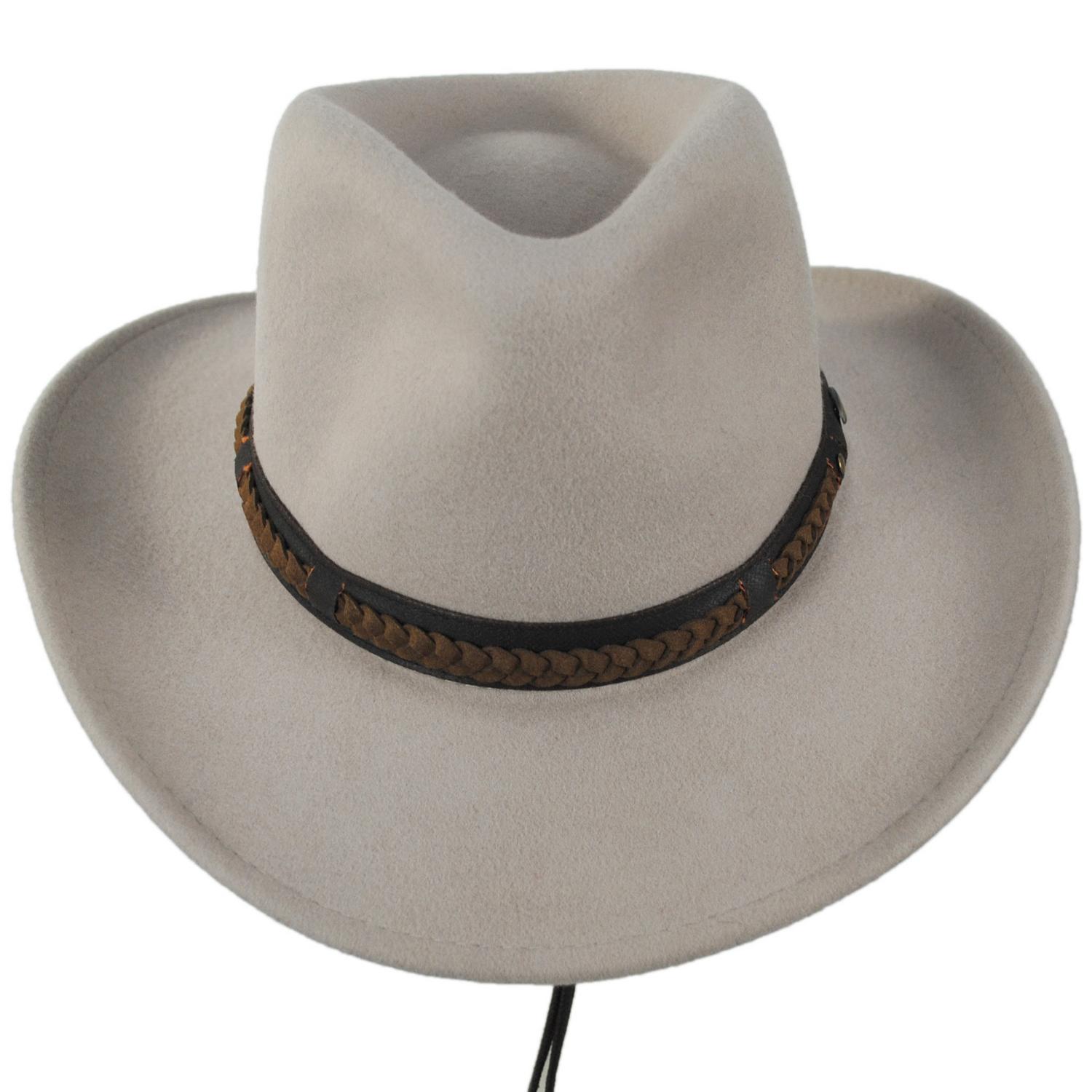 Scala | Sutherland Wool Felt Outback Hat | 130448 | front | CEMENT