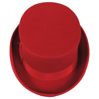 Jaxon Hats | Mid Crown Wool Felt Top Hat | 193700 | top | RED