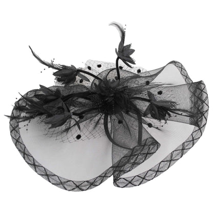 Sophia | Floral Feathered Mesh Fascinator Hat | 122906 | lead | BLACK