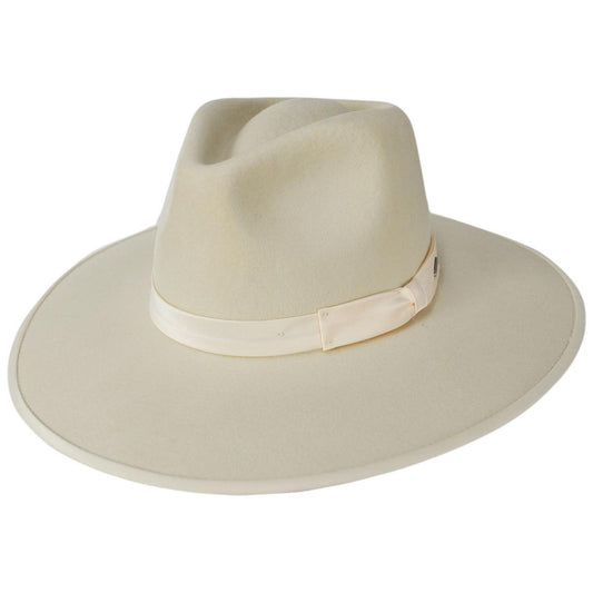 BRIXTON HATS | Jo Wool Felt Rancher Fedora Hat - Whitecap Satin | 123929WCS | lead | WHITECAP SATIN