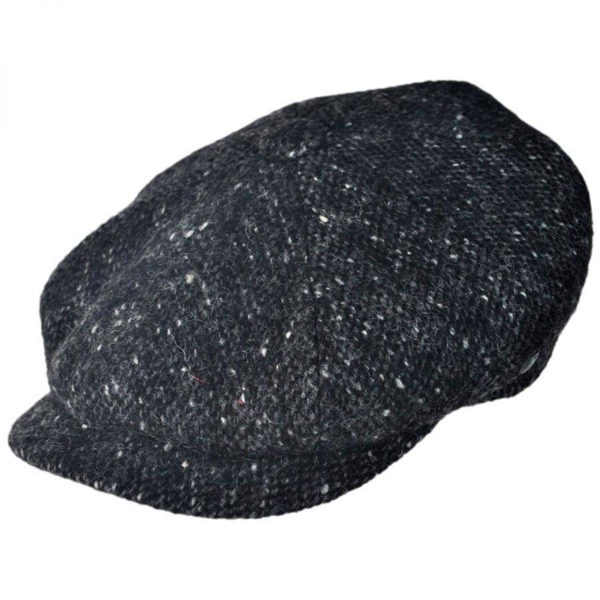 City Sport Caps | Donegal Marl Tweed Wool Newsboy Cap | 175017 | lead | BLACK