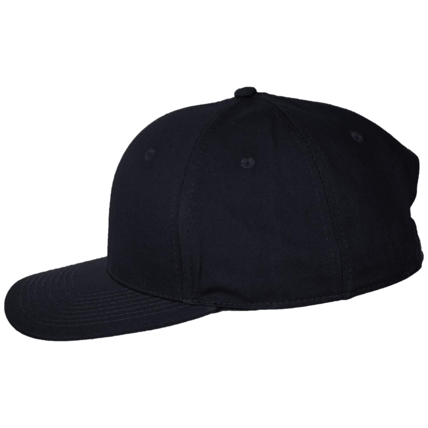 Dorfman Pacific | Mid Pro Cotton Flat Bill Snapback Baseball Cap | 200189 | profile | BLACK
