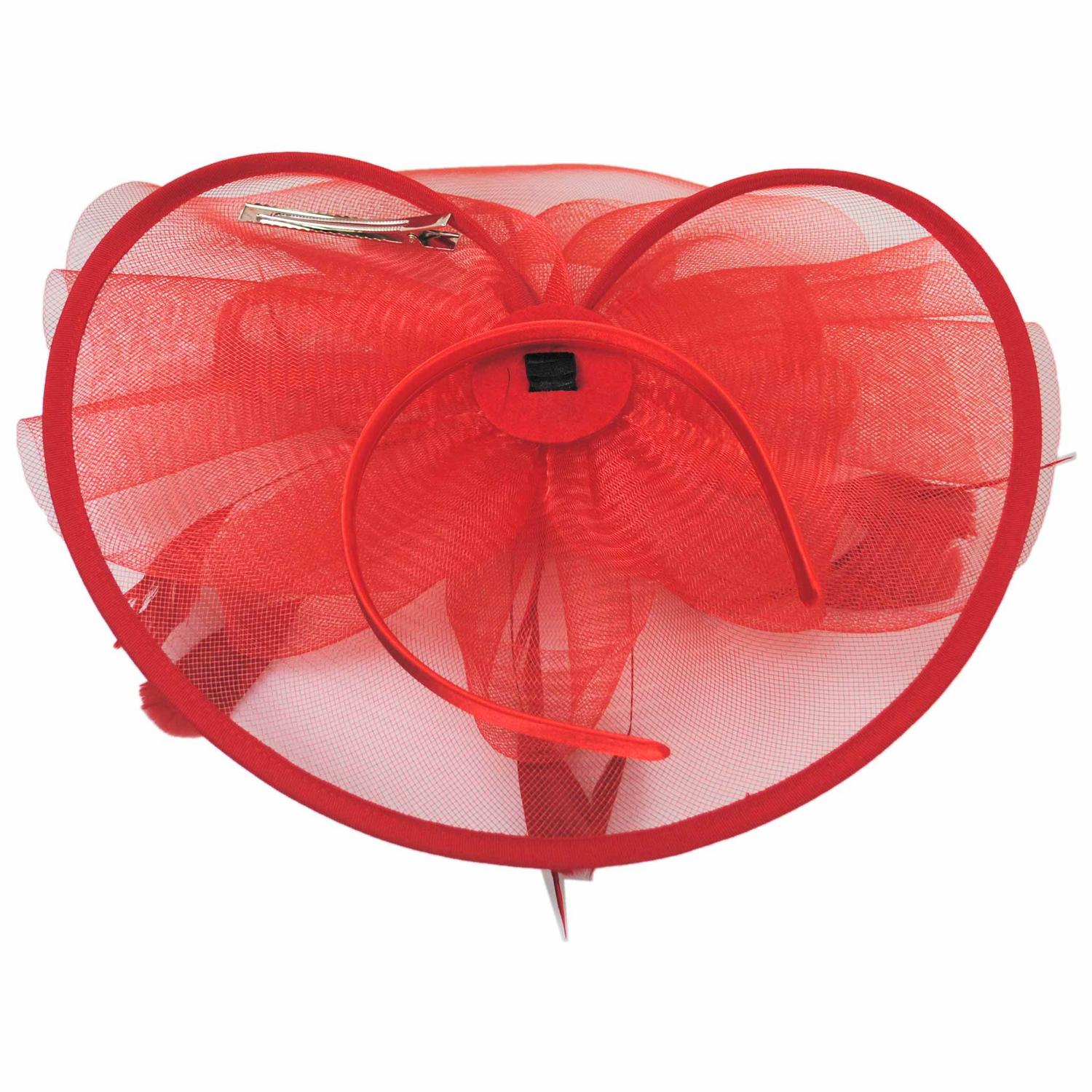 Sophia | Floral Mesh and Ribbon Fascinator Hat | 122905 | under | RED