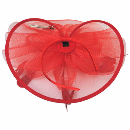Sophia | Floral Mesh and Ribbon Fascinator Hat | 122905 | under | RED