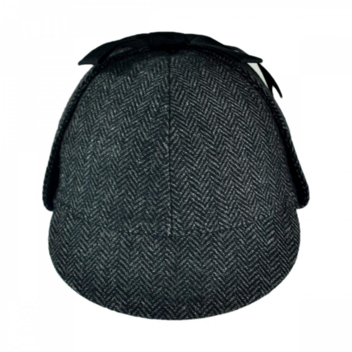 Jaxon Hats | Sherlock Holmes Herringbone Wool Blend Hat | 192399 | front | GREY