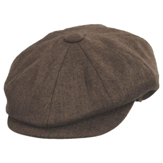 Baskerville Hat Company | Cardiff Cotton Herringbone Newsboy Cap | 167678 | lead | BROWN/TAN