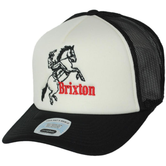 BRIXTON HATS | Ranching Club Mesh Trucker Snapback Baseball Cap | 201886 | lead | BLACK/OFF WHITE