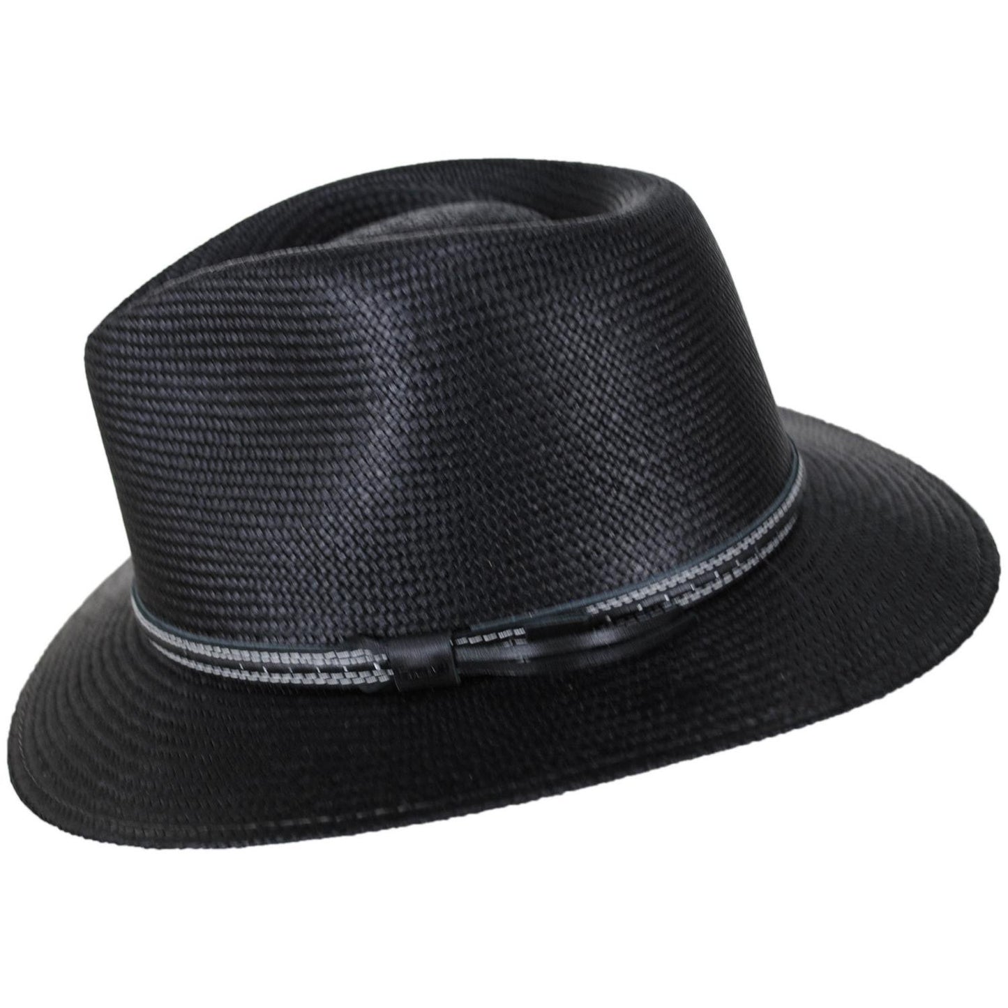 Bailey 1922 | Atwood Panama Straw Safari Fedora Hat | 127933 | profile | BLACK
