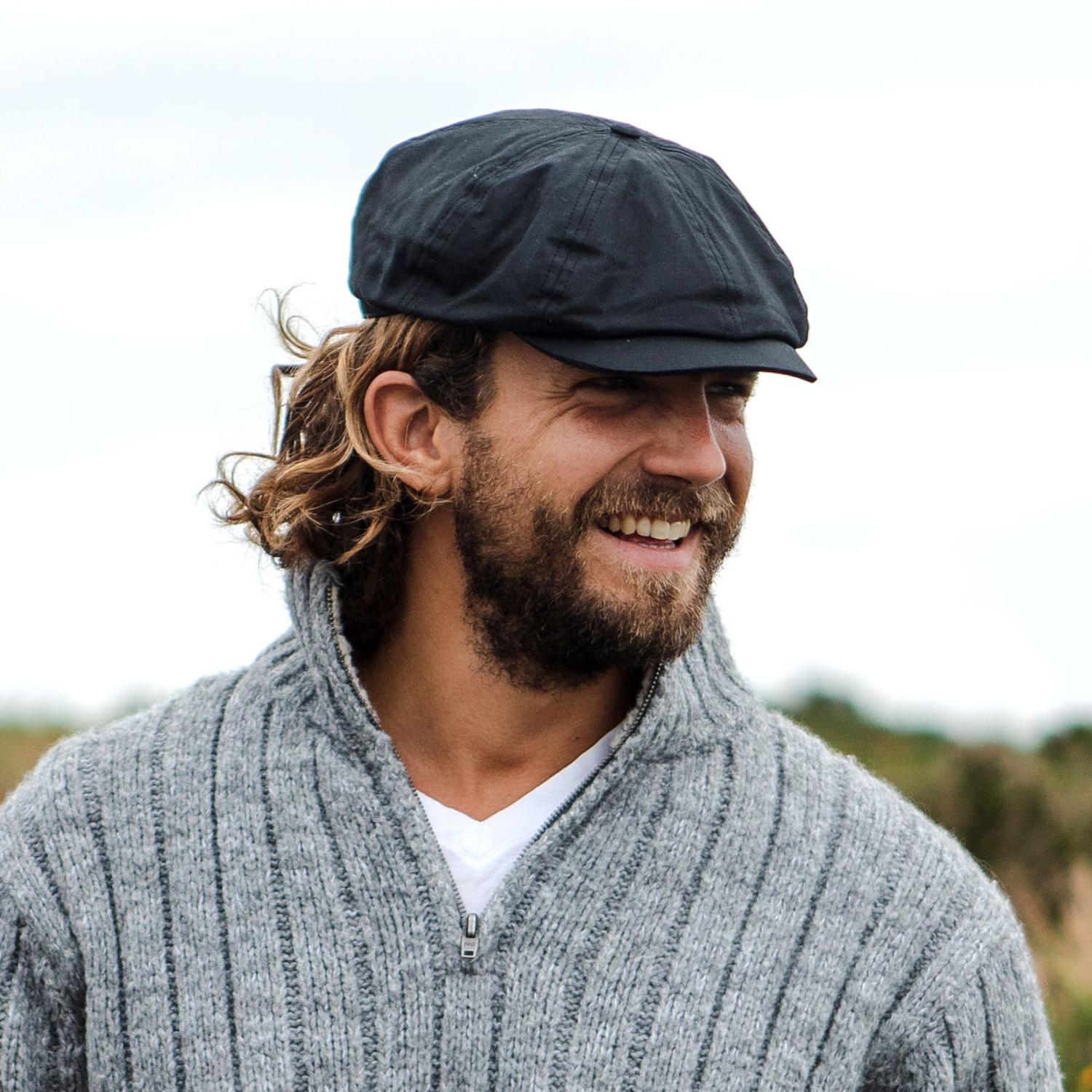 Jaxon & James | British Millerain Wax Cotton Newsboy Cap | 170010 | lsmone | BLACK