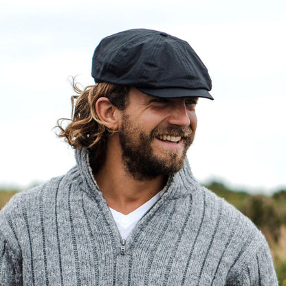 Jaxon & James | British Millerain Wax Cotton Newsboy Cap | 170010 | lsmone | BLACK