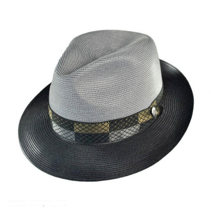 Stetson | Andover Florentine Milan Straw Fedora Hat | 126939 | lead | GREY/BLACK