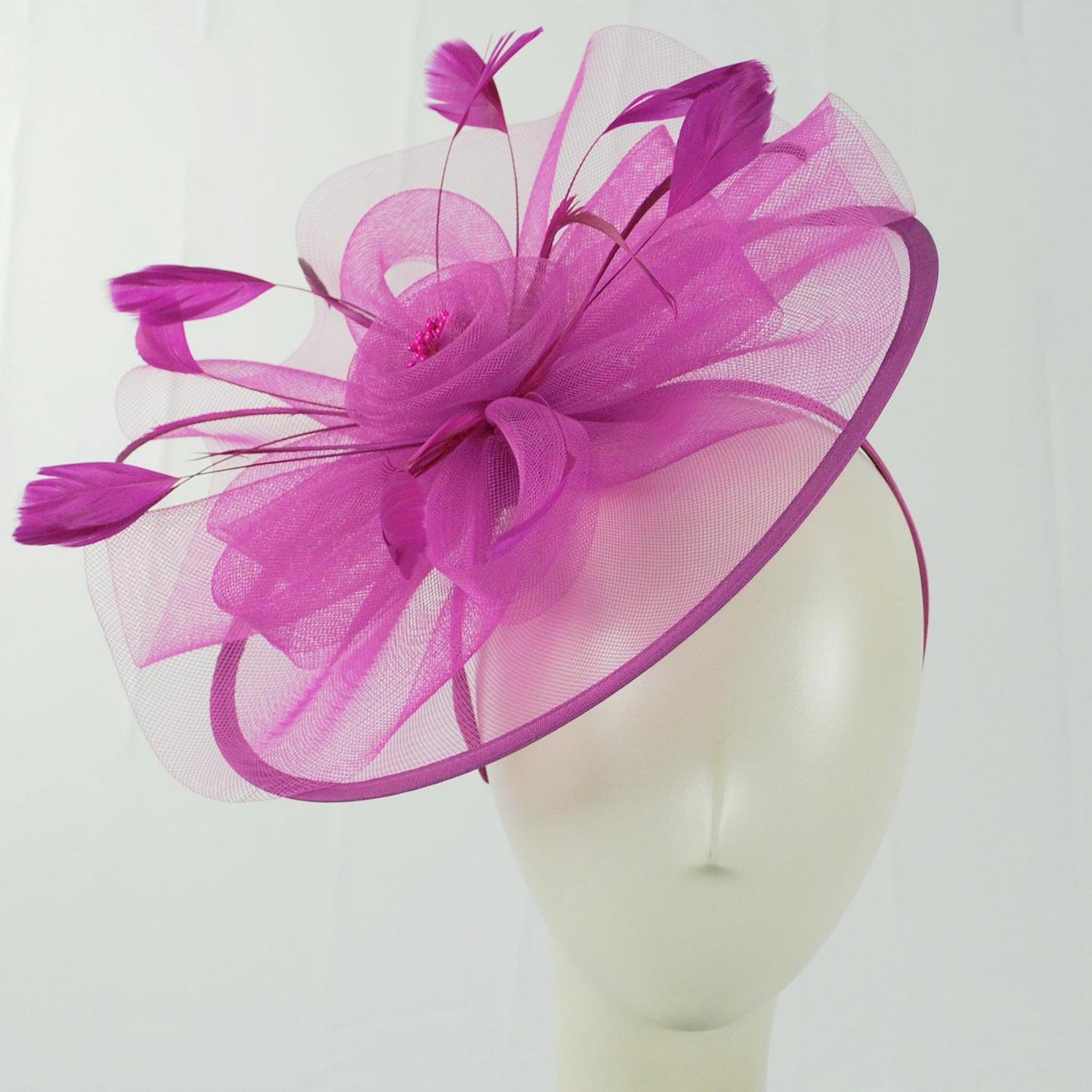 Sophia | Floral Mesh and Ribbon Fascinator Hat | 122905 | front | FUCHSIA