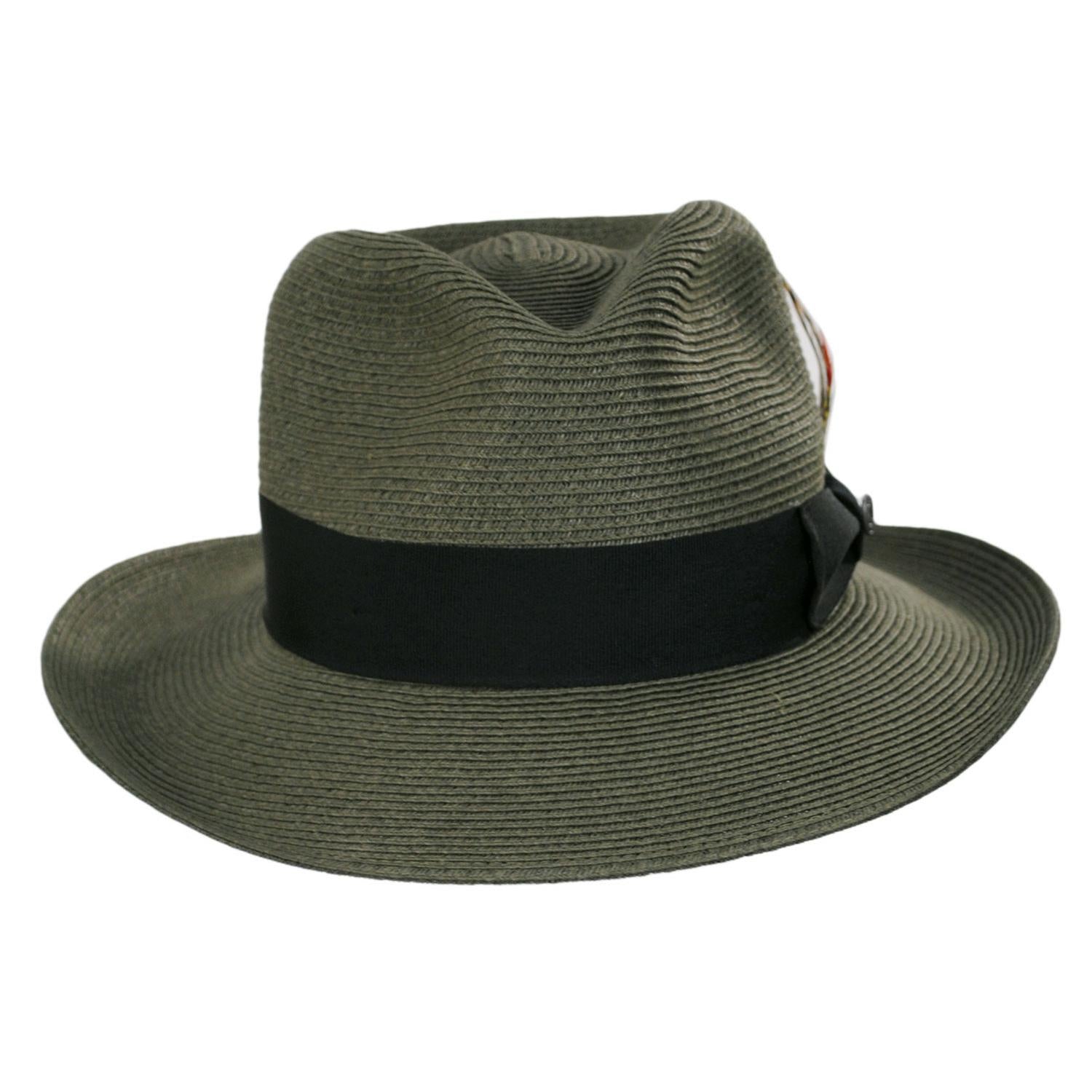 Jaxon Hats | Summer C-Crown Toyo Straw Fedora Hat | 129010 | front | OLIVE GREEN