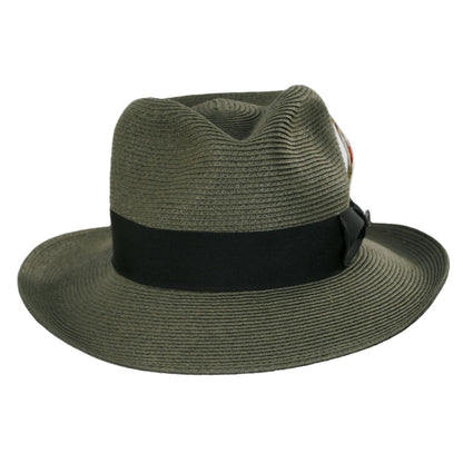Jaxon Hats | Summer C-Crown Toyo Straw Fedora Hat | 129010 | front | OLIVE GREEN