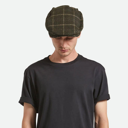 BRIXTON HATS | Barrel Wool Blend Plaid Ivy Cap | 161523 | lsmone | MOSS/KHAKI