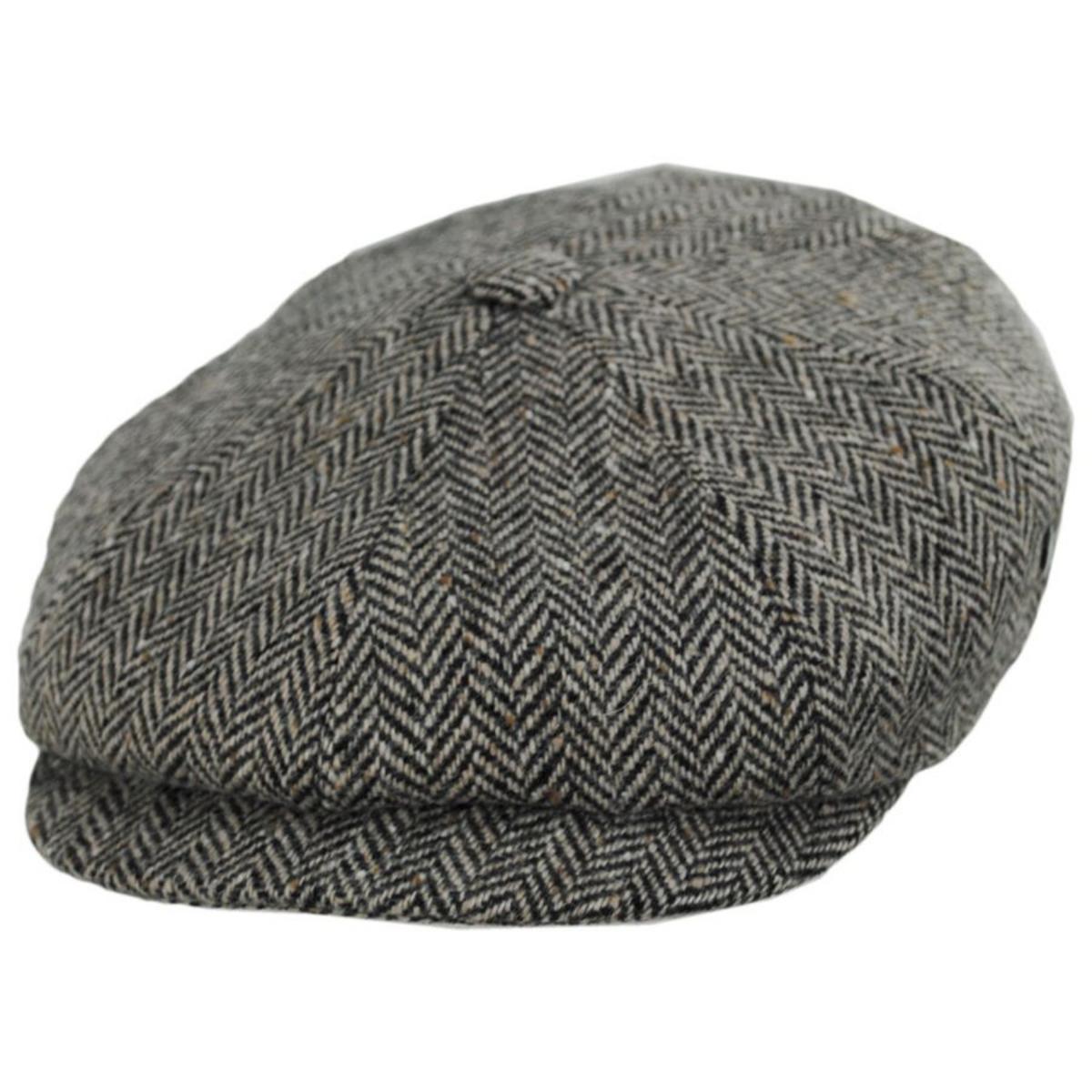City Sport Caps | Herringbone Donegal Tweed Wool Newsboy Cap | 175111 | lead | OFF WHITE