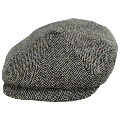 City Sport Caps | Herringbone Donegal Tweed Wool Newsboy Cap | 175111 | lead | OFF WHITE