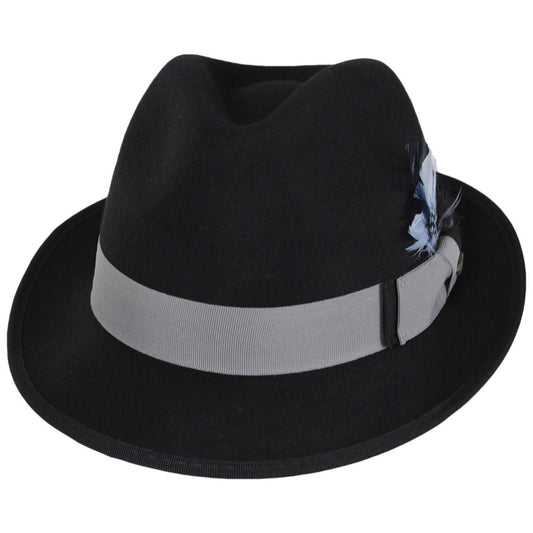 Scala | Wallen Crushable Wool Felt Fedora Hat | 130555 | lead | BLACK