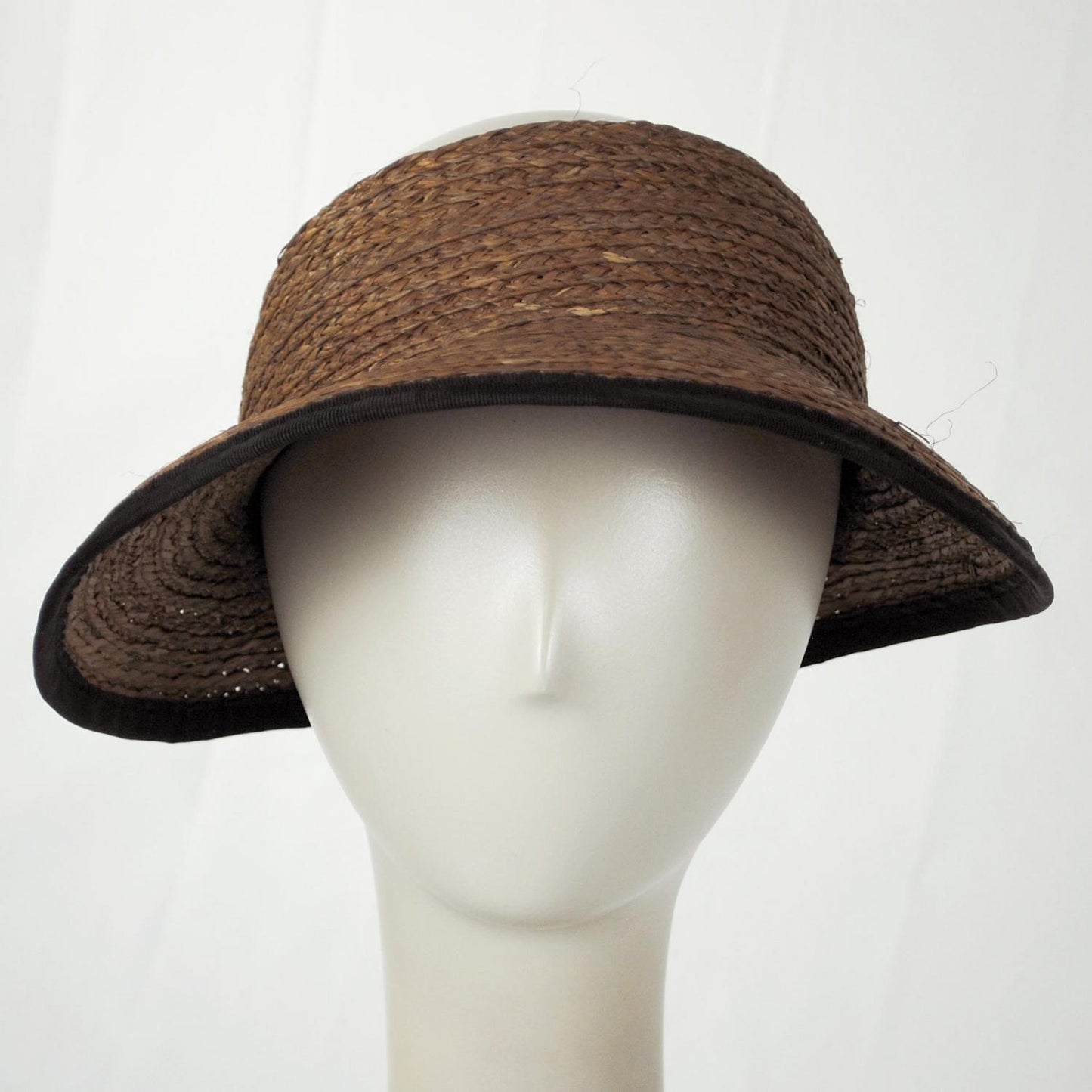 Kathy Jeanne | Updo Raffia Straw Visor | 198700 | front | BROWN/BLACK