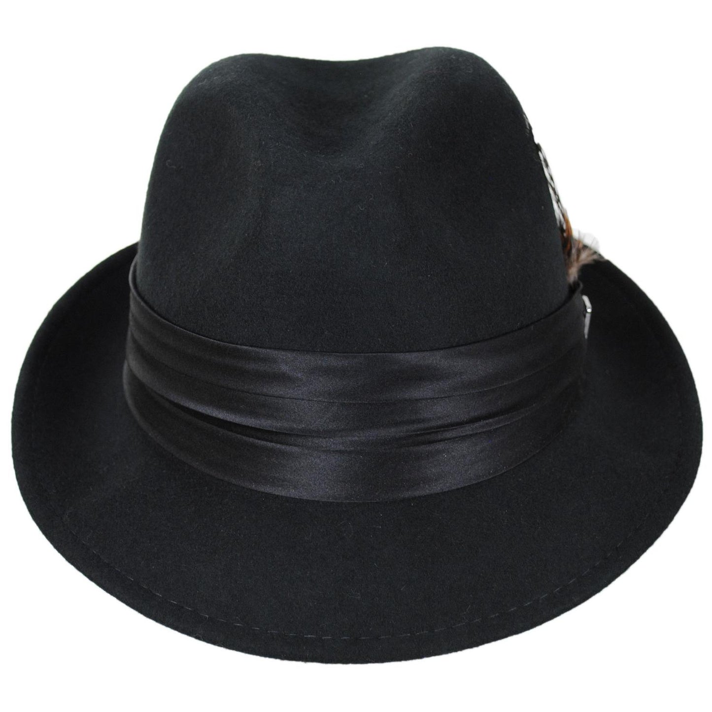 Stacy Adams | Crushable Wool Felt Fedora Hat | 130456 | front | BLACK