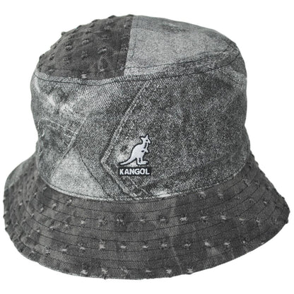 Kangol | Patchwork Mashup Denim Cotton Bucket Hat | 185777SS25 | front | BLACK TROMPE LOEIL