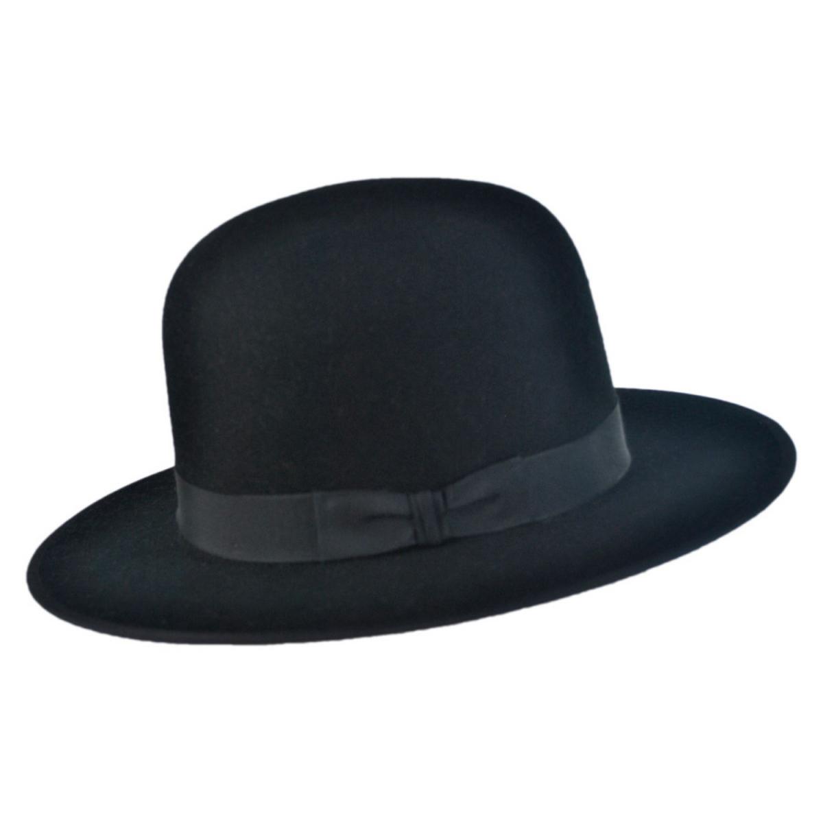 Stetson | Amish Buffalo Fur Felt Open Crown Fedora Hat | 130652 | profile | BLACK