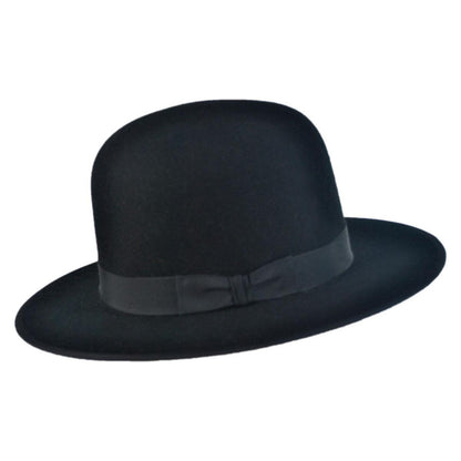 Stetson | Amish Buffalo Fur Felt Open Crown Fedora Hat | 130652 | profile | BLACK