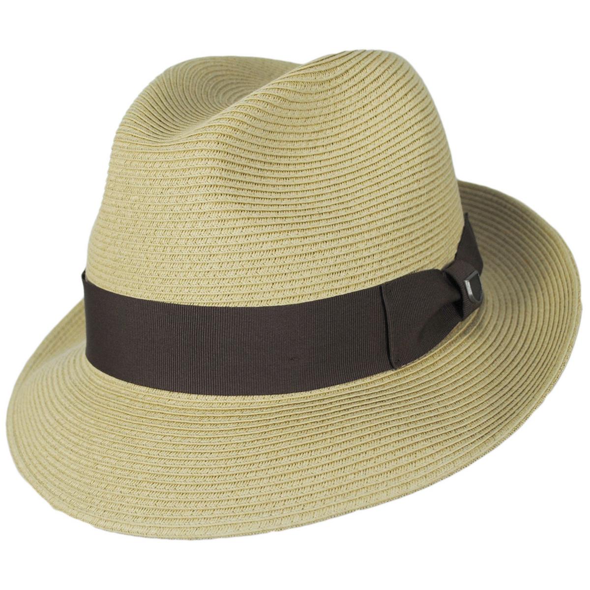 BRIXTON HATS | Horton CB Toyo Braid Fedora Hat | 128363 | lead | DARK TAN/LIGHT BROWN