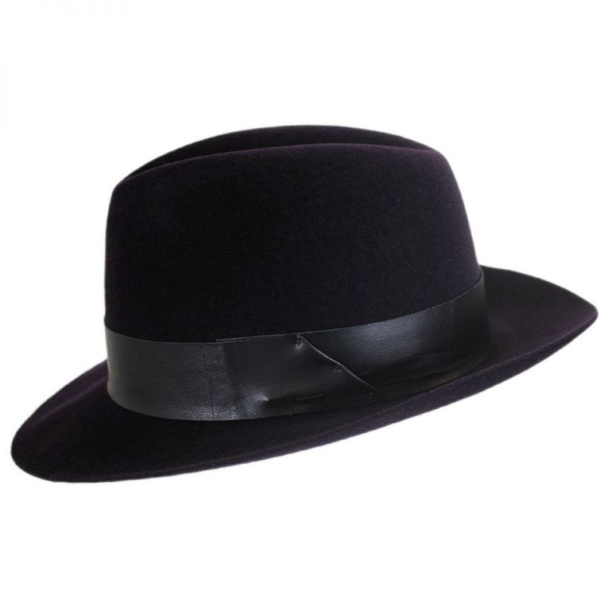 Bailey 1922 | Flume Velour Fur Felt Fedora Hat | 130332 | profile | AUBERGINE