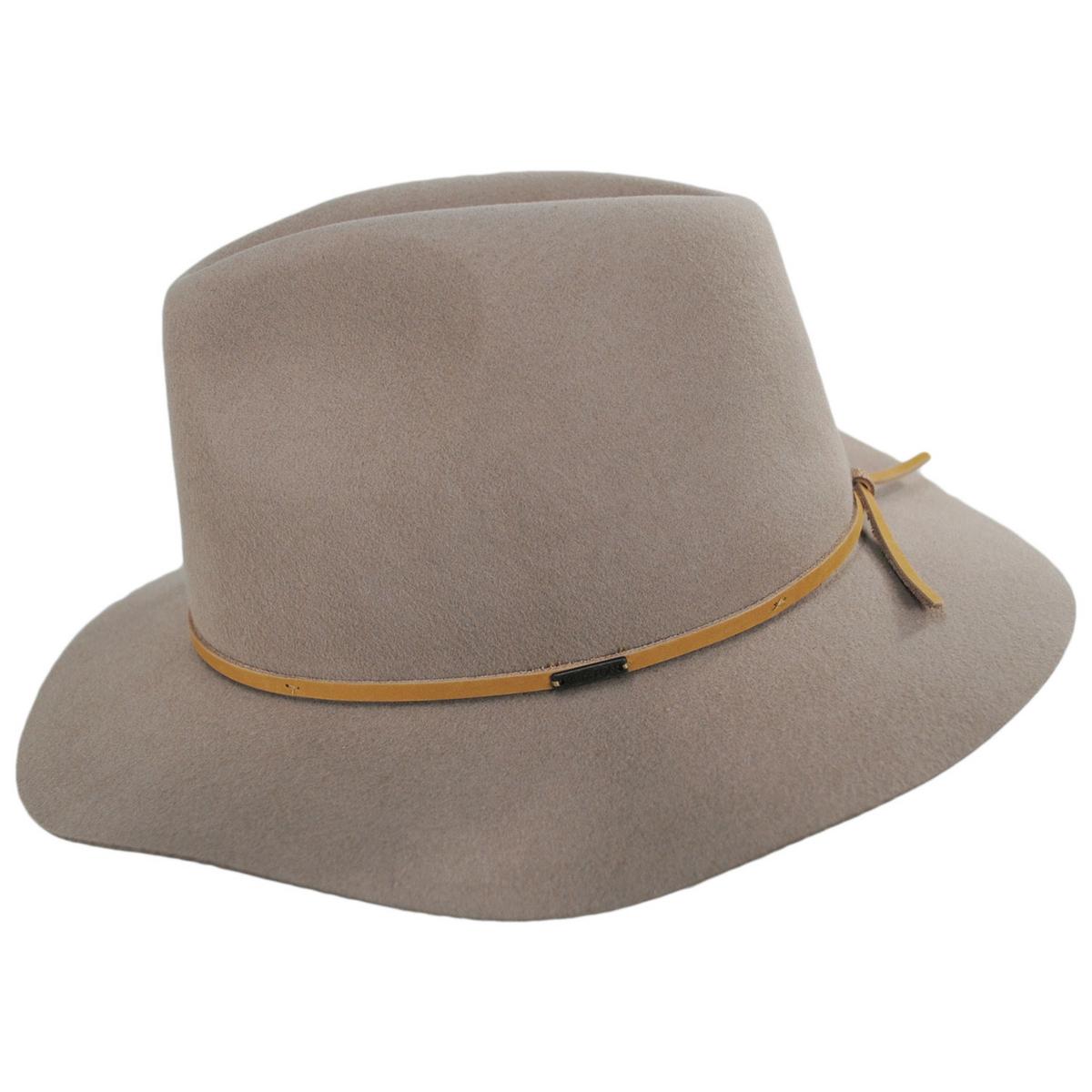 BRIXTON HATS | Wesley Wool Felt Floppy Fedora Hat - Dark Tan | 135610DT | profile | DARK TAN