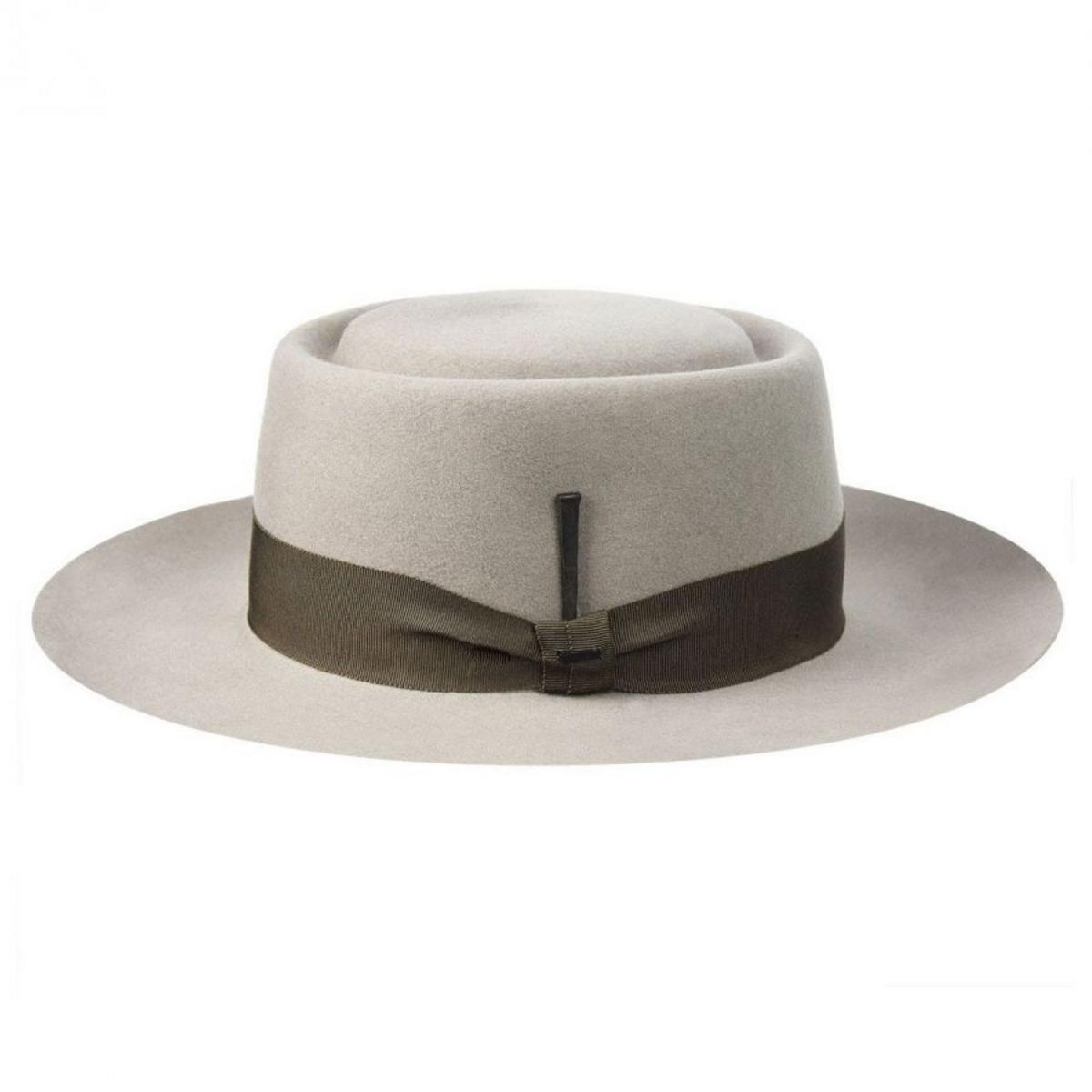 Bailey 1922 | Walsh Polished Wide Brim Wool Felt Pork Pie Hat | 130363 | profile | PLAZA TAUPE